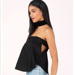 Black button tube top